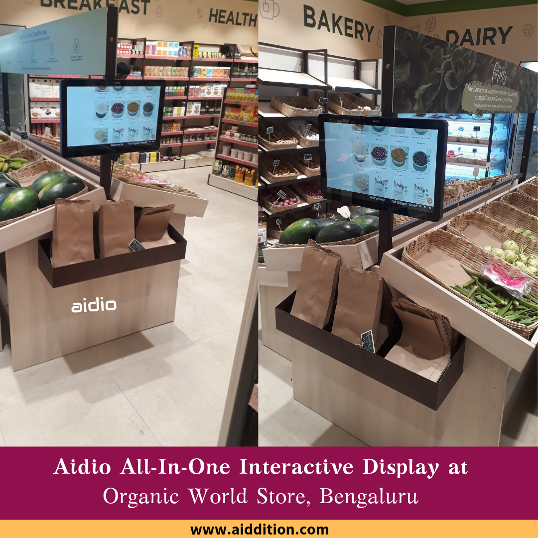 Aidio All-In-One Interactive Display as Self-Ordering Display in Organic World Store, Bengaluru